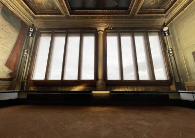 Risultati del restauro delle finestre nella Sala delle Carte Geografiche, Galleria degli Uffizi, realizzati dalla Falegnameria Rangoni Basilio