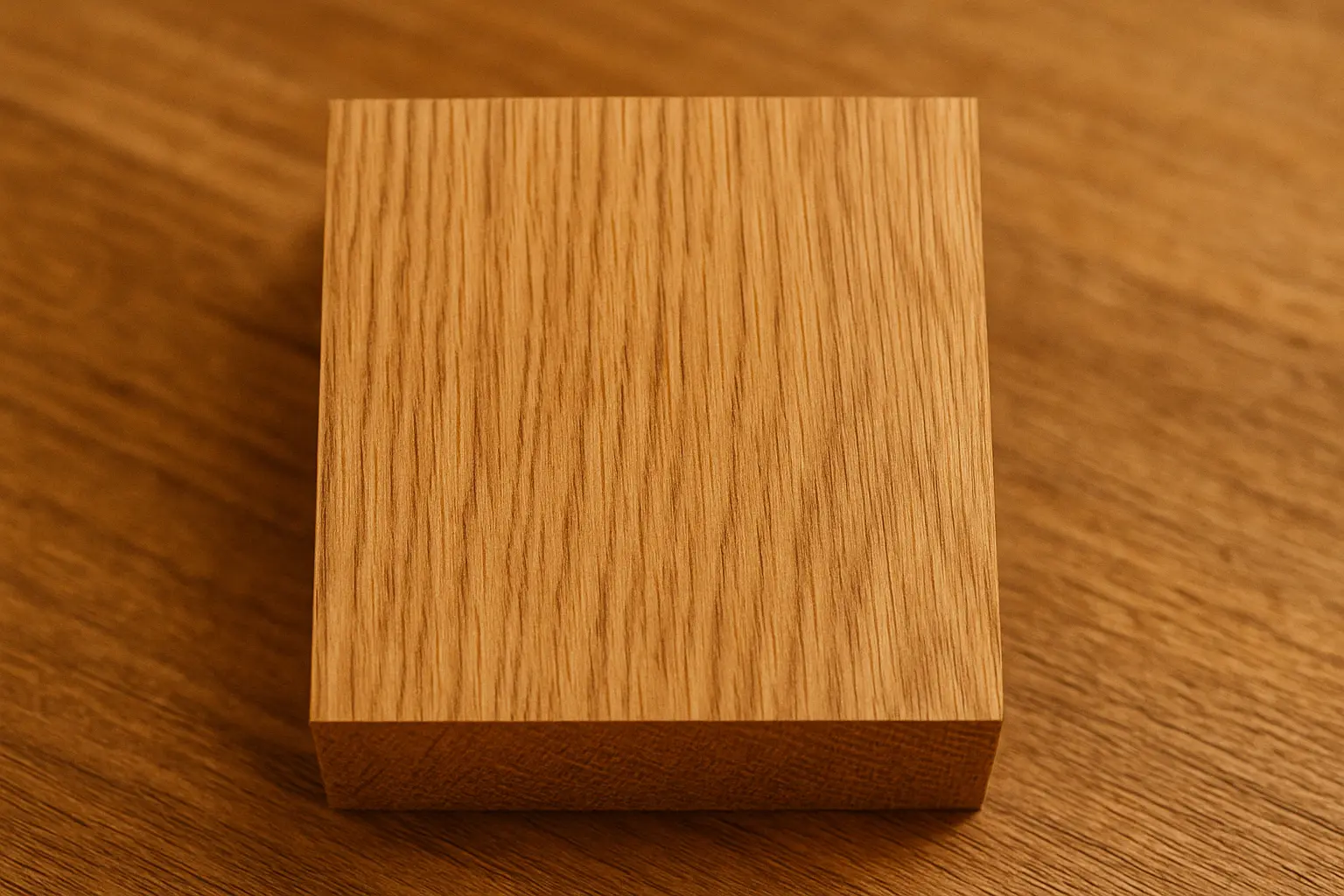 Tavola in legno di castagno toscano con venature regolari e tonalità dorate naturali. 